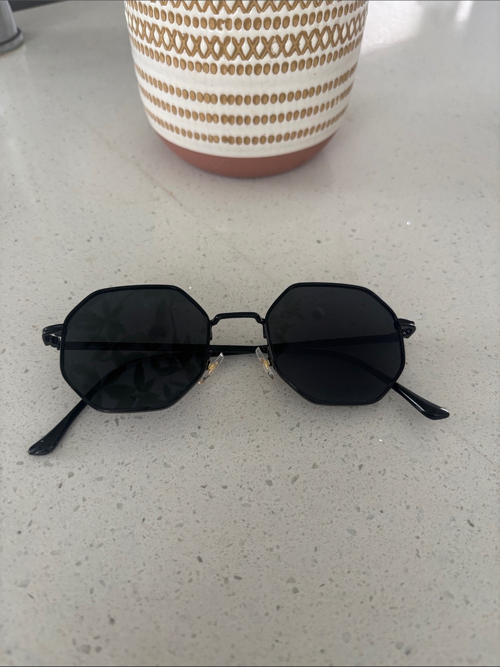 Black Octagonal Unisex Sunglasses